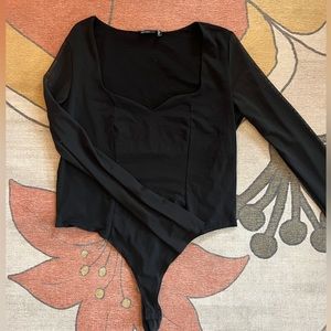 body suit, sheer sleeves